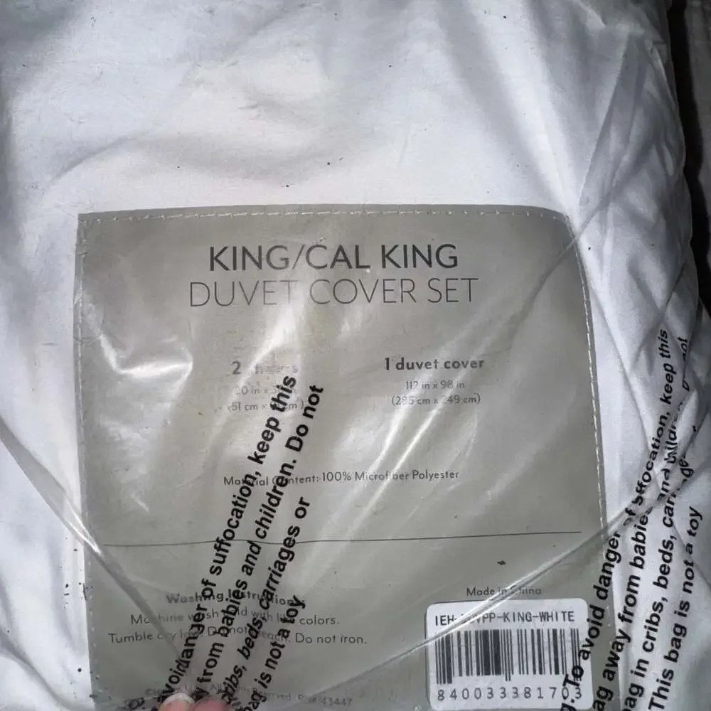 Pinch Pleat 3-Piece Duvet Cover Set, White, King/Cal King